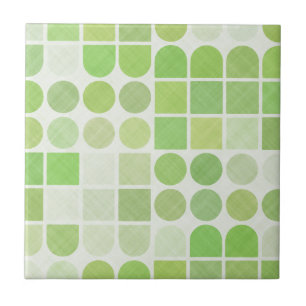 Retro Green Geometric Pattern Tegeltje