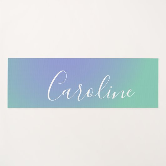 Retro Green Gradient | Persoonlijke scriptnaam Yogamat (Voorkant (horizontaal))