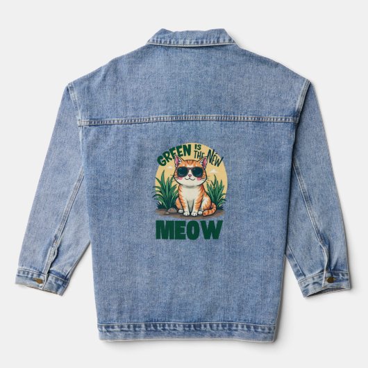 Rétro "Green is the New Meow" Cool Chat Nature Art (Verso)