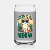 Rétro "Green is the New Meow" Cool Chat Nature Art (Recto)