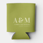 Retro Green & Ivory Monogram Wedding Can Cooler (Voorkant)