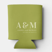 Retro Green & Ivory Monogram Wedding Can Cooler (Achterkant)