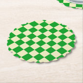 Retro Green of White Checkerboard Pattern Kartonnen Onderzetters (Gekanteld)