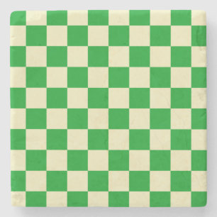 Retro Green of White Checkerboard Pattern Stenen Onderzetter