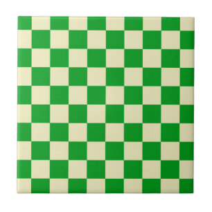 Retro Green of White Checkerboard Pattern Tegeltje