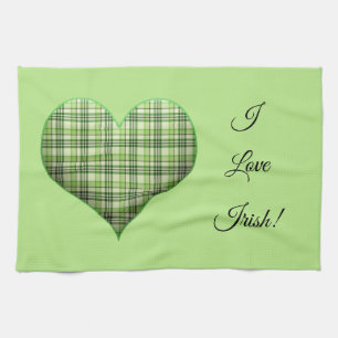 Retro green plaid hart St Patrick I hou van Iers Theedoek