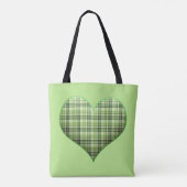 Retro green plaid puffy hart St Patrick retro Draagtas (Achterkant)