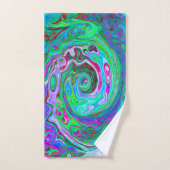 Retro Green, Red en Magenta Abstract Groovy Swirl Bad Handdoek (Handdoek)