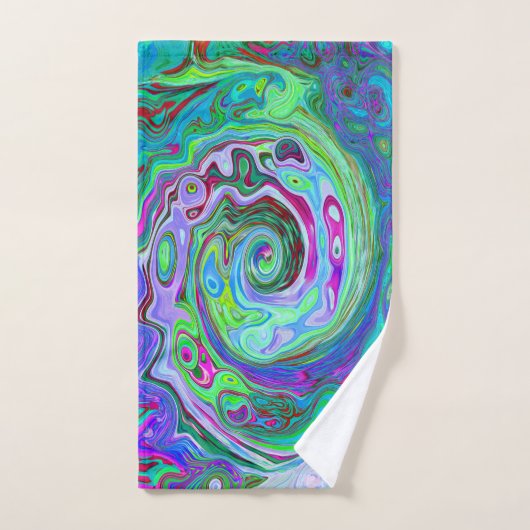 Retro Green, Red en Magenta Abstract Groovy Swirl Bad Handdoek (Handdoek)