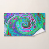 Retro Green, Red en Magenta Abstract Groovy Swirl Bad Handdoek (Handdoek)