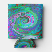 Retro Green, Red en Magenta Abstract Groovy Swirl Blikjeskoeler (Voorkant)
