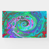 Retro Green, Red en Magenta Abstract Groovy Swirl Spandoek (Horizontaal)