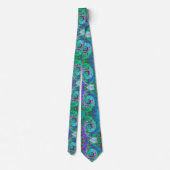 Retro Green, Red en Magenta Abstract Groovy Swirl Stropdas (Achterkant)