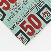 Retro Green Stamps Fleece Deken (Hoek)