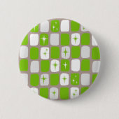 Retro Green Starbursts Round Button (Voorkant)