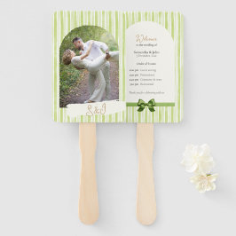 Retro Green Stripes Wedding Ceremony Program Fan Handwaaier