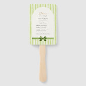Retro Green Stripes Wedding Ceremony Program Fan Handwaaier (Achterkant)