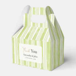 Retro Green Stripes Wedding Thank You Bedankdoosjes