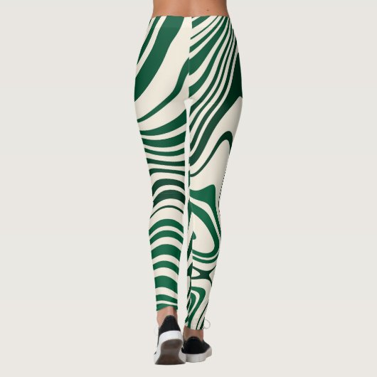 Retro Green Swirl Abstract Pattern Leggings (Achterkant)