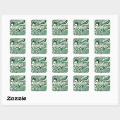 Retro Green Swirl Abstract Pattern Vierkante Sticker (Vel)
