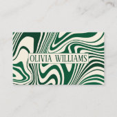 Retro Green Swirl Abstract Pattern Visitekaartje (Voorkant)