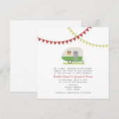 Retro Green Trailer Wedding Invite Kaart (Voorkant / Achterkant)