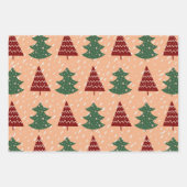Retro Green Trees Pattern Christmas Holiday Inpakpapier Vel (Voorkant 2)