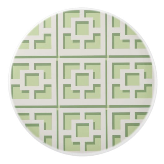 Retro Green Trellis Ceramic Pull Keramische Knop (Voorkant)