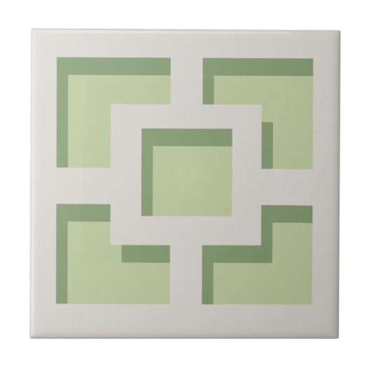 Retro Green Trellis Ceramic Tile Tegeltje (Voorkant)