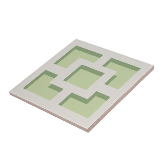 Retro Green Trellis Ceramic Tile Tegeltje (Zijkant)