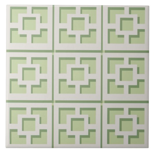 Retro Green Trellis Ceramic Tile Tegeltje (Voorkant)