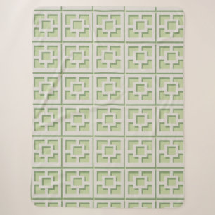  Retro Green Trellis Sherpa Blanket Deken