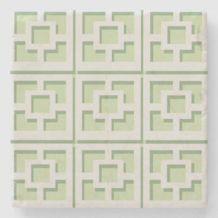 Retro Green Trellis Stone Onderzetter