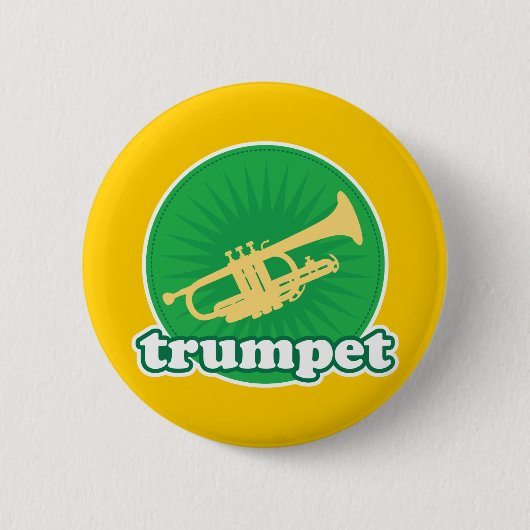 Retro Green Trumpet Music Gift Ronde Button 5,7 Cm (Voorkant)