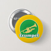 Retro Green Trumpet Music Gift Ronde Button 5,7 Cm (Voorkant /achterkant)
