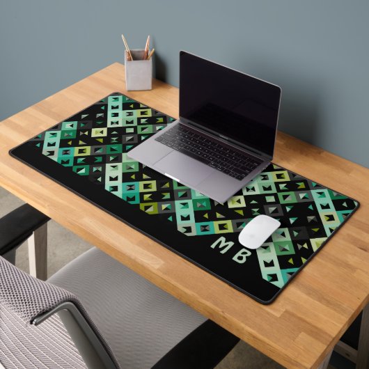 Retro Green Turquoise Blue Black Pop Art Motif (Bureau 2)