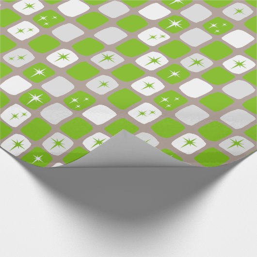 Retro Green & White Starburst Wrapping Paper Cadeaupapier (Hoek)