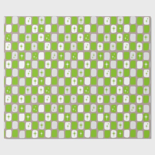 Retro Green & White Starburst Wrapping Paper Cadeaupapier (Vlak)
