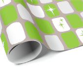 Retro Green & White Starburst Wrapping Paper Cadeaupapier (Rol Hoek)