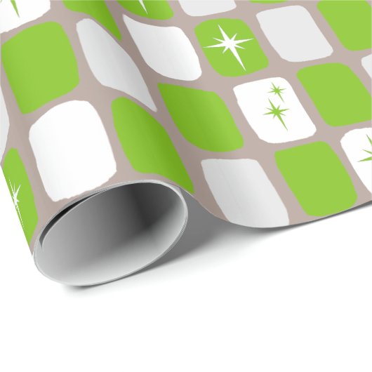 Retro Green & White Starburst Wrapping Paper Cadeaupapier (Rol Hoek)