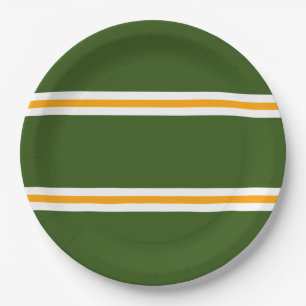 Retro Green Yellow White Summer Racing Stripes Papieren Bordje