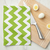 Retro GREEN Zig Zag Pattern Theedoek (Quarter Fold)