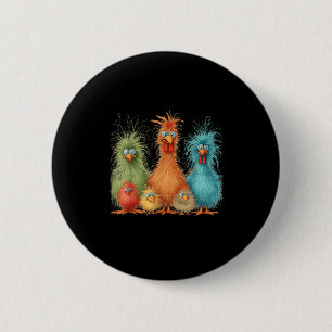 Retro gretig kleurrijke grappige kip kunst, voor m ronde button 5,7 cm
