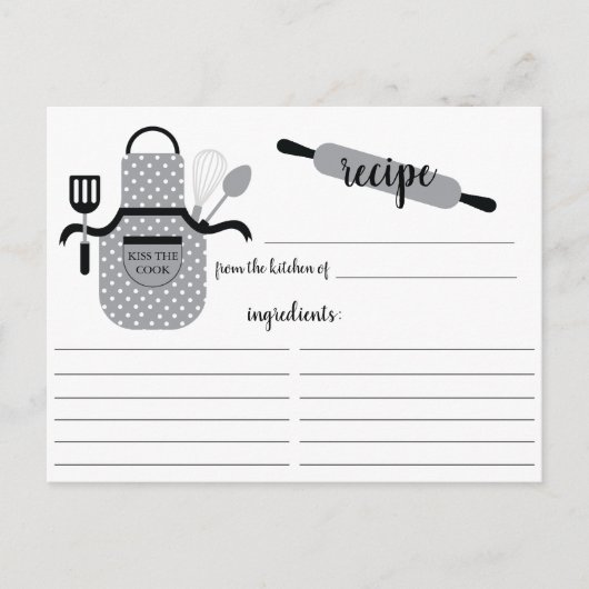 Retro Grey Apron Kitchen Tools Recipcard Briefkaart (Voorkant)