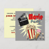 Retro Grey Boys Movie Anniversaire Fête Invitation (Devant / Derrière)