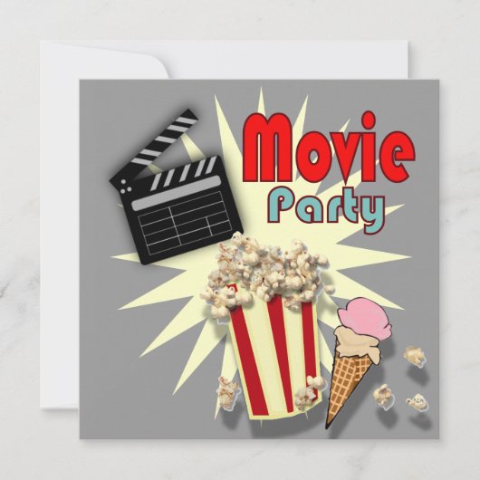 Retro Grey Boys Movie Anniversaire Fête Invitation (Devant)
