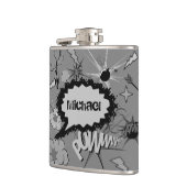 Retro Grey Custom Comic Book Pattern Personalised Heupfles (Links)