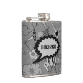 Retro Grey Custom Comic Book Pattern Personalised Heupfles (Rechts)