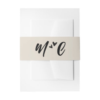 Retro Grey Hand Drawn Hearts Illustration Monogram Uitnodigingen Wikkel