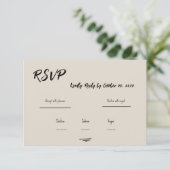 Retro Grey Hand Written Scribble Wedding RSVP  (Debout devant)